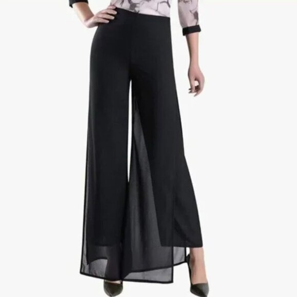 Cartise Elegant Wide Leg Layered Flowy Pants Black - Picture 2 of 8